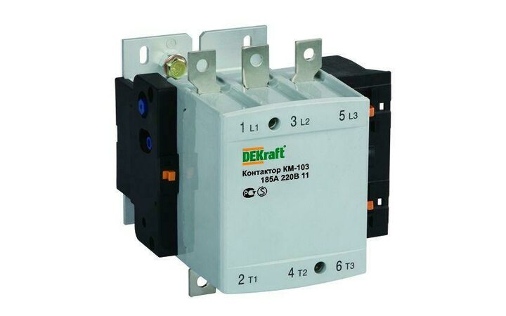 фото - Контактор КМ-103 185А кат. 220В AC 1НО+1НЗ AC-3 DEKraft 22154DEK