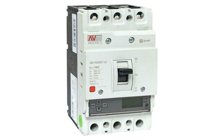 фото - Выключатель автоматический 3п 100А 50кА AV POWER-1/3 ETU6.0 AVERES EKF mccb-13-100-6.0-av
