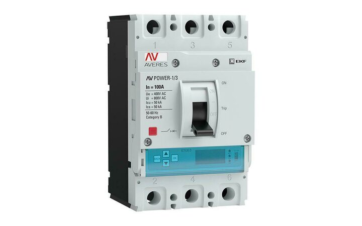 фото - Выключатель автоматический 3п 100А 50кА AV POWER-1/3 ETU6.2 AVERES EKF mccb-13-100-6.2-av