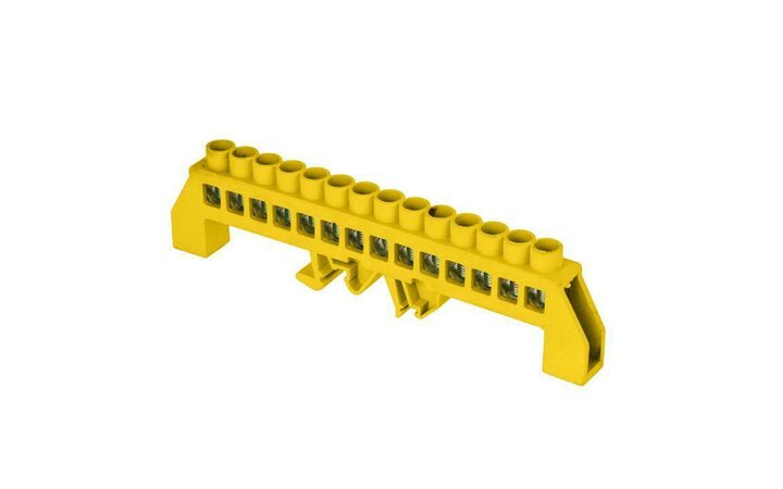 фото - Шина нулевая PE 8х12 14 отвер. латунь желт. нейлоновый корпус комбинированный PROxima EKF sn0-125-14-dpe