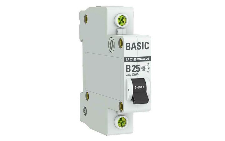 фото - Выключатель автоматический модульный 1п B 25А 4.5кА ВА 47-29 Basic EKF mcb4729-1-25-B