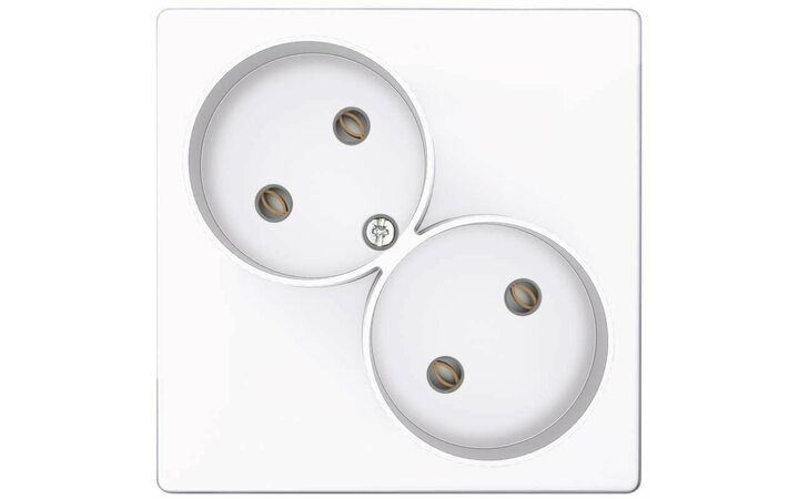 фото - Розетка 2-м СП Simon 24 16А IP20 2х2P без защ. шторок механизм бел. Simon 2450457-030