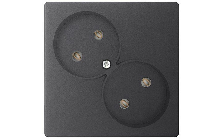 фото - Розетка 2-м СП Simon 24 16А IP20 2х2P без защ. шторок механизм графит Simon 2450457-038