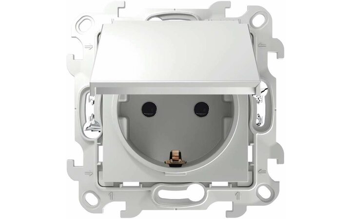 фото - Розетка 1-м СП Simon 24 16А IP44 2P+E Push&Go механизм бел. Simon 2420448-030