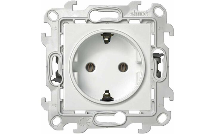 фото - Розетка 1-м СП Simon 24 16А IP20 2P+E Push&Go без защ. шторок механизм бел. Simon 2420434-030