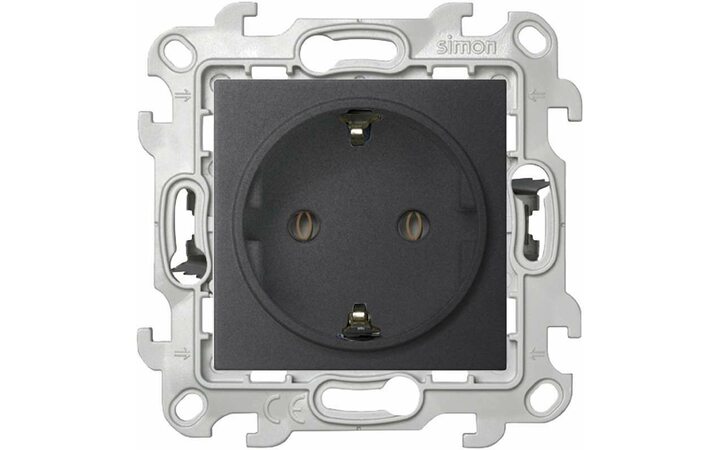 фото - Розетка 1-м СП Simon 24 16А IP20 2P+E Push&Go без защ. шторок механизм графит Simon 2420434-038