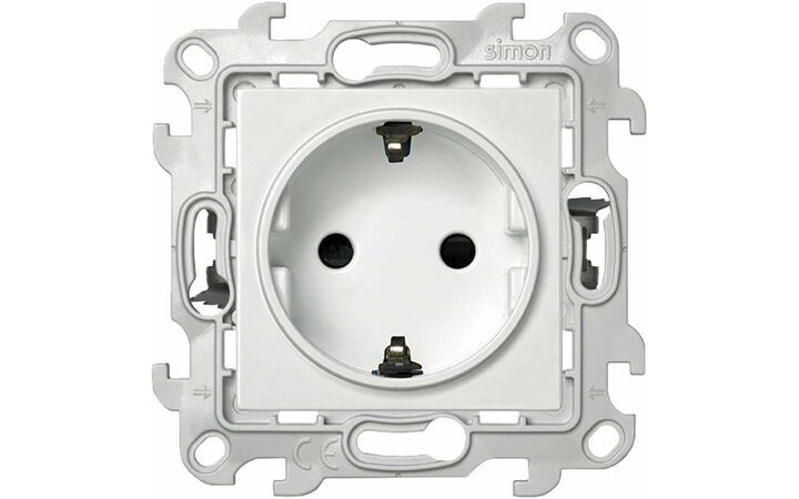 фото - Розетка 1-м СП Simon 24 16А IP20 2P+E Push&Go защ. шторки механизм бел. Simon 2420432-030