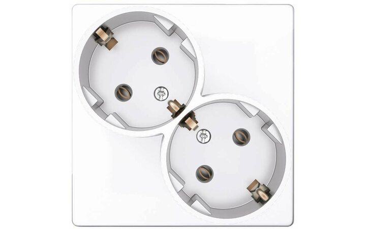 фото - Розетка 2-м СП Simon 24 16А IP20 2х2P+E Schuko без защ. шторок механизм бел. Simon 2450459-030