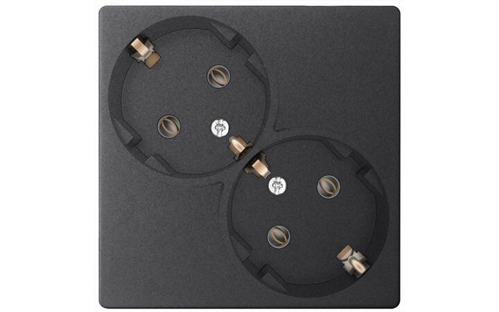 фото - Розетка 2-м СП Simon 24 16А IP20 2х2P+E Schuko без защ. шторок механизм графит Simon 2450459-038