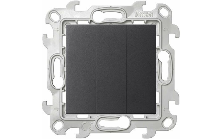 фото - Выключатель 3-кл. 1п 2мод. СП Simon 24 10А IP20 механизм графит Simon 2450391-038