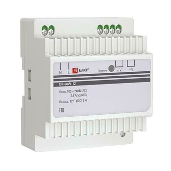 фото - Блок питания 12В DR-60W-12 PROxima EKF dr-60w-12