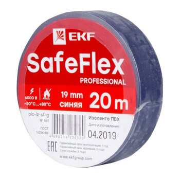 фото - Изолента ПВХ 19мм (рул.20м) син. SafeFlex EKF plc-iz-sf-s