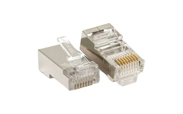 фото - Коннектор RJ-45 экранированный 8P8C 30мкд кат.5e универс. (уп.20шт) TeraLINK PRO EKF TRP-PLUG-5EFTP-20