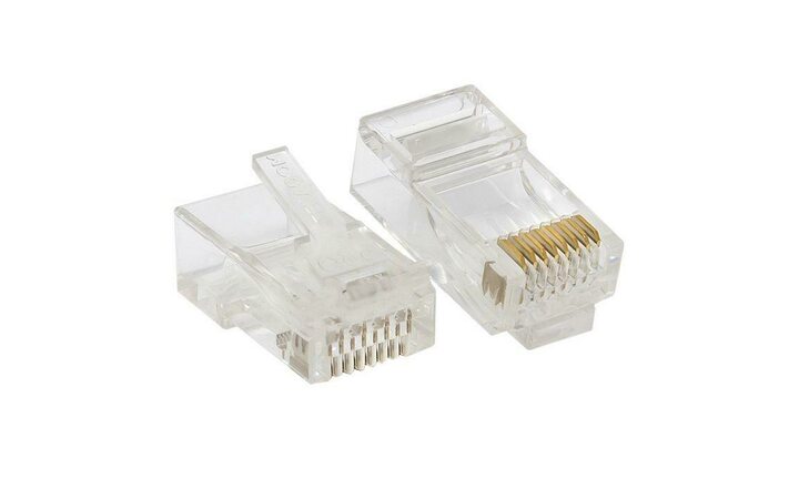 фото - Коннектор RJ-45 неэкранированный 8P8C 30мкд кат.6 универс. (уп.20шт) TeraLINK PRO EKF TRP-PLUG-6UTP-20