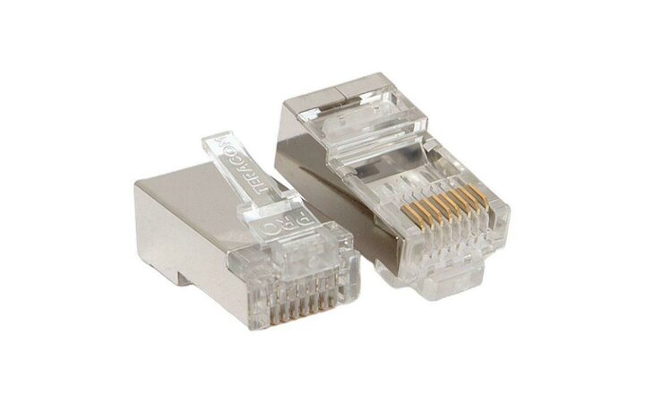 фото - Коннектор RJ-45 экранированный 8P8C 30мкд кат.6 (уп.20шт) TeraLINK PRO EKF TRP-PLUG-6FTP-20