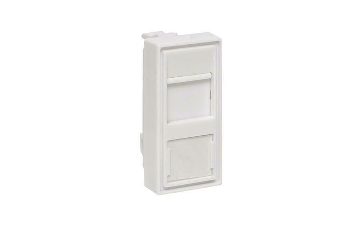 фото - Вставка розеточная 45х22.5мм формат Mosaic на 1 модуль Keystone защ. шторки и маркером бел. TeraLINK PRO EKF TRP-INS-MOS-1M1P-WH