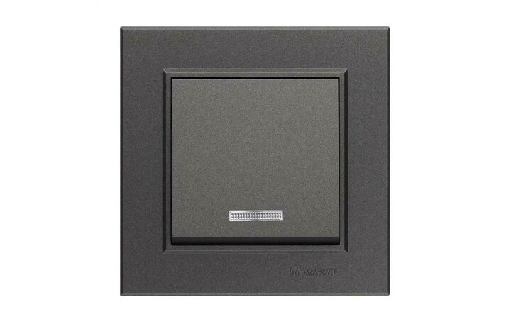 фото - Выключатель 1-кл. СП Karea 10А IP20 дым. металлик с подсветкой Makel 56050021