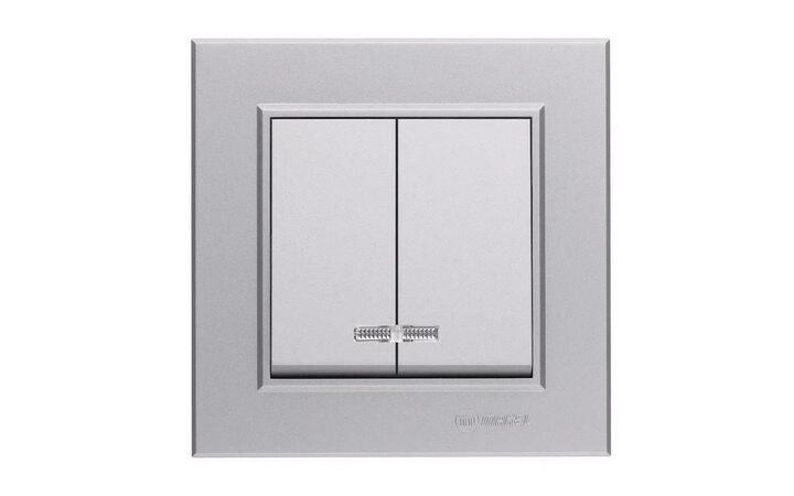 фото - Выключатель 2-кл. СП Karea 10А IP20 сереб. Makel 56065003