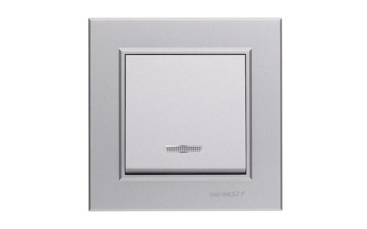 фото - Выключатель 1-кл. СП Karea 10А IP20 сереб. с подсветкой Makel 56065021