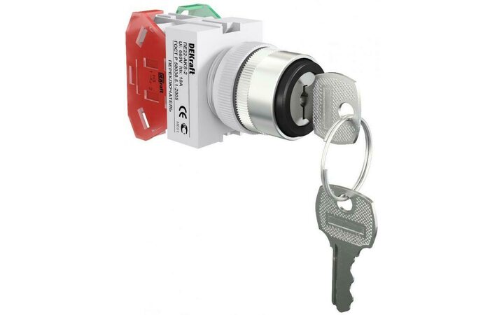 фото - Переключатель на 2 положения I-O ПЕ-22 AKS-2 d22мм с ключом черн. DEKraft 25053DEK