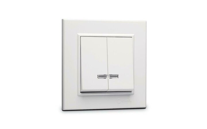 фото - Выключатель 2-кл. СП Karea 10А IP20 с подсветкой бел. Makel 56001023