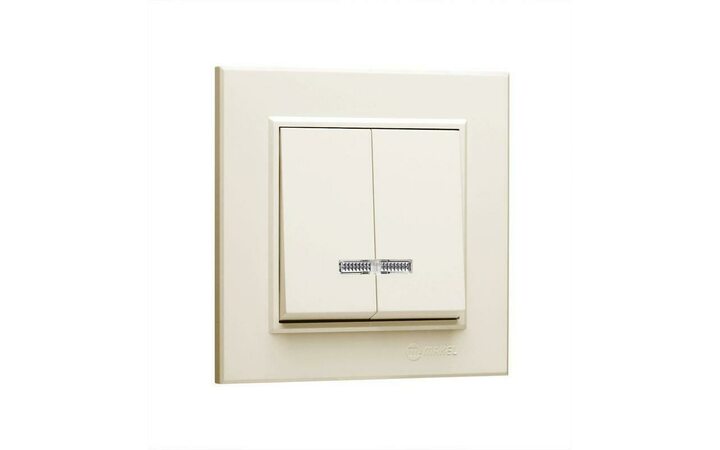 фото - Выключатель 2-кл. СП Karea 10А IP20 с подсветкой крем. Makel 56010023