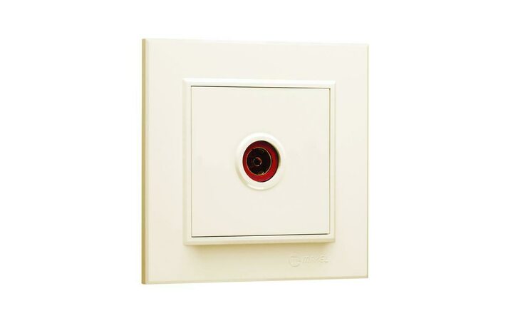 фото - Розетка телевизионная проходная TV 1-м СП Karea IP20 6дБ крем. Makel 56010007