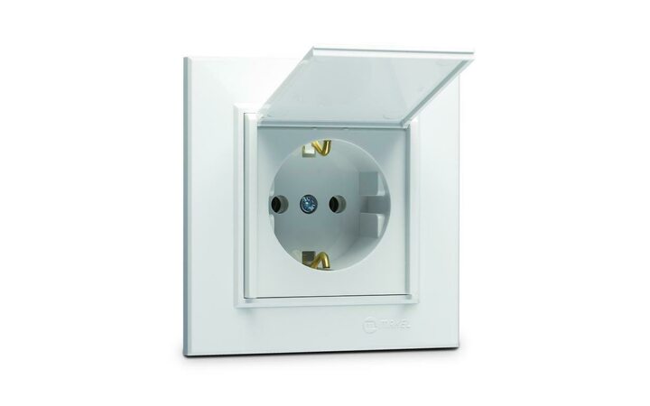 фото - Розетка с/з и крышкой (Керамика) СП Karea 16А IP20 бел. Makel 56001009
