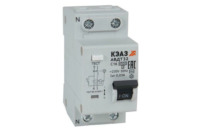 фото - Выключатель автоматический дифференциального тока 2п C 16А 30мА тип AC 4.5кА АВДТ32-22C16-AC УХЛ4 КЭАЗ 318361