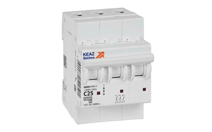 фото - Выключатель автоматический модульный OptiDin BM63-3C25-4.5-УХЛ3 КЭАЗ 326814