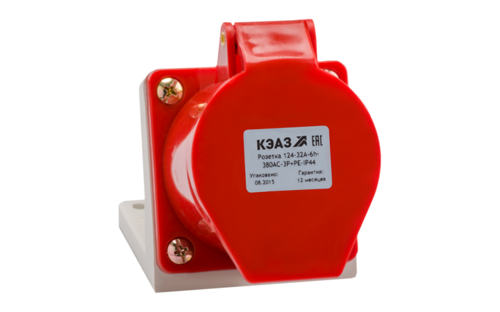 фото - Розетка 114 16А 380В AC 3P+PE 6ч для монтажа на поверхность IP44 КЭАЗ 222754