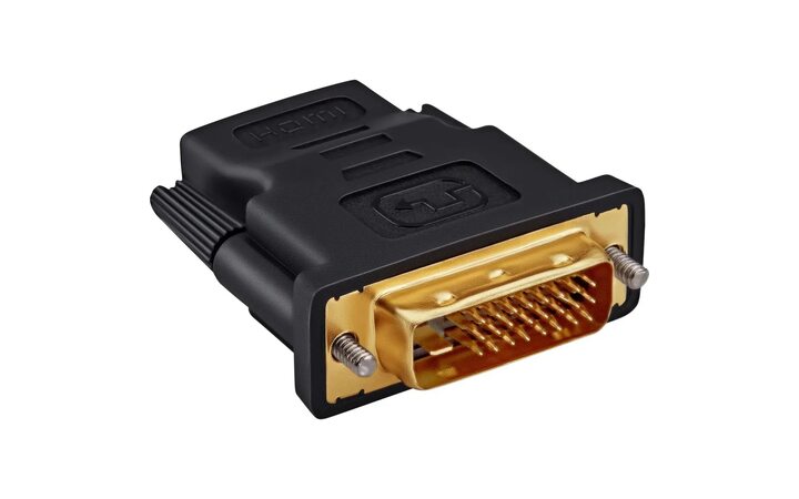 фото - Переходник BURO HDMI-19FDVID-M_ADPT HDMI (f) - DVI-D (m), GOLD, черный