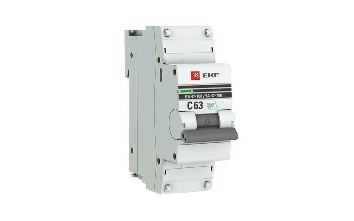 фото - Выключатель автоматический модульный 1п C 63А 10кА ВА 47-100 PROxima EKF mcb47100-1-63C-pro