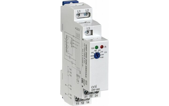 фото - Реле фаз ORF-08D 3ф 2 конт. 220-460В AC ONI ORF-08D-220-460VAC