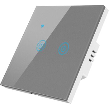 фото - Умный выключатель ROXIMO сенсорный, двухкнопочный, серый SWSEN01-2S