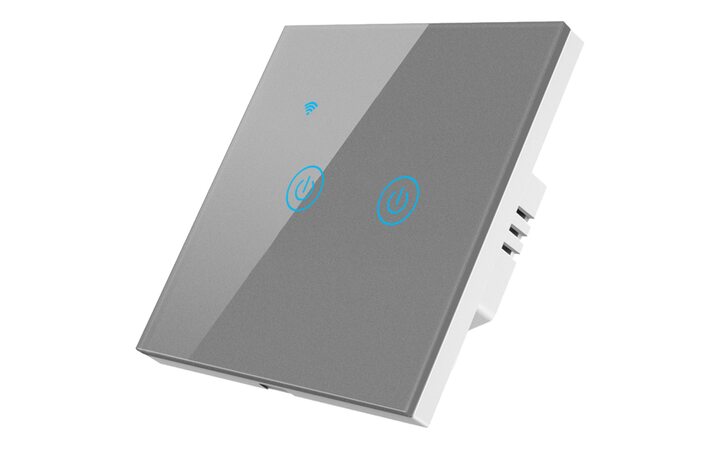 фото - Умный выключатель ROXIMO сенсорный, двухкнопочный, серый SWSEN01-2S