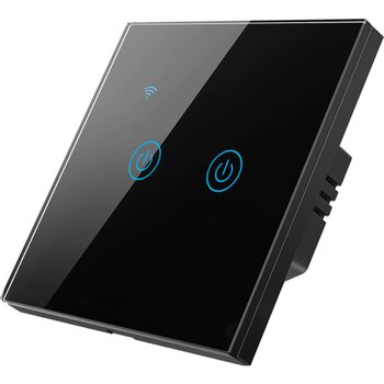 фото - Умный выключатель ROXIMO сенсорный, двухкнопочный, черный SWSEN01-2B