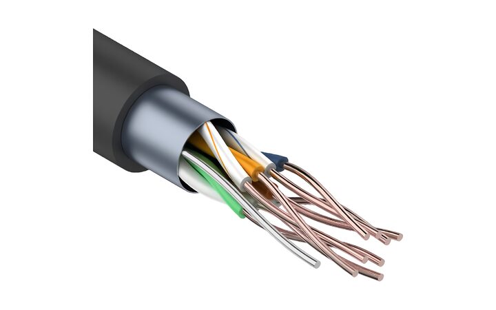 фото - Кабель витая пара F/UTP, CAT 5e, PE, 4PR, 24AWG, OUTDOOR, SOLID, черный, 305м, РФ REXANT (01-0146-R)