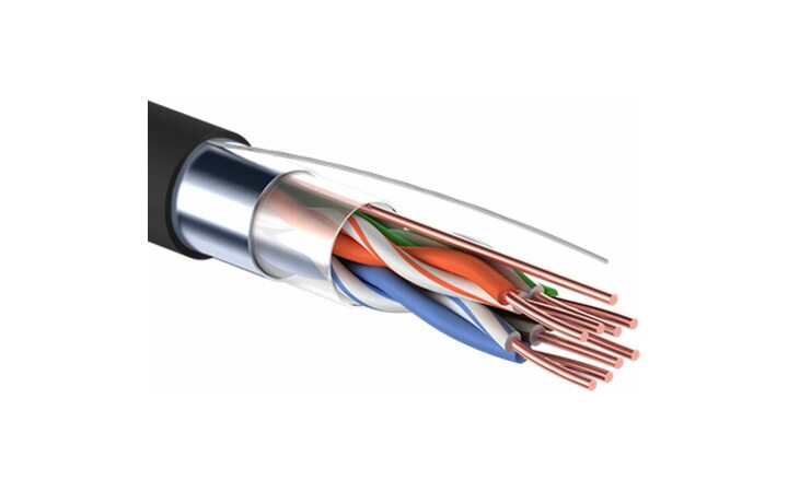 фото - Кабель витая пара F/UTP, CAT 5e, PE, 4PR, 24AWG, OUTDOOR, SOLID, черный, 305м, серия LIGHT, РФ REXANT (01-0154-R)