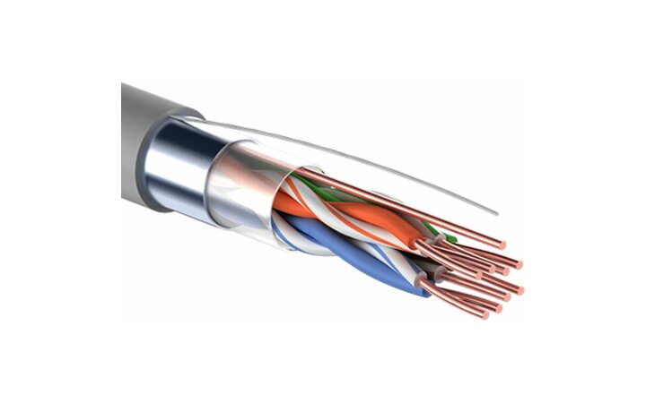 фото - Кабель витая пара F/UTP, CAT 5е, PVC, 4PR, 24AWG, INDOOR, SOLID, серый, 305м, серия LIGHT, РФ REXANT (01-0152-R)