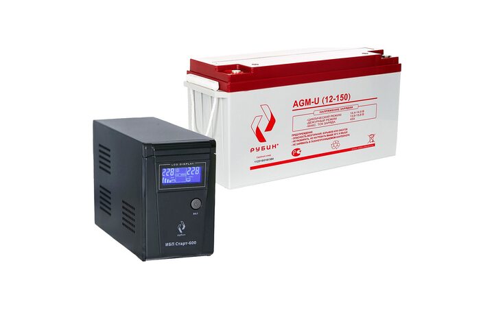 фото - РУБИН ИБП Рубин Старт 600 + Аккумуляторная батарея Рубин 12V 150Ah AGM (42kg)
