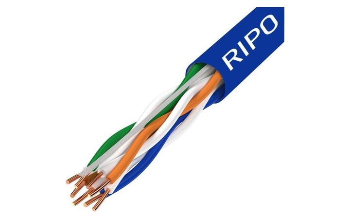 фото - UTP 4 CAT6 23AWG Cu Ripo Plus, 2x305м.,Fluke test (КСВПВ -кат.6 4*2*Plus) синий