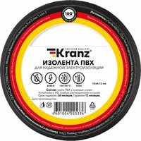 Изолента ПВХ KRANZ 15 мм х 25 м, 0.13 мм, черная KR-09-2106