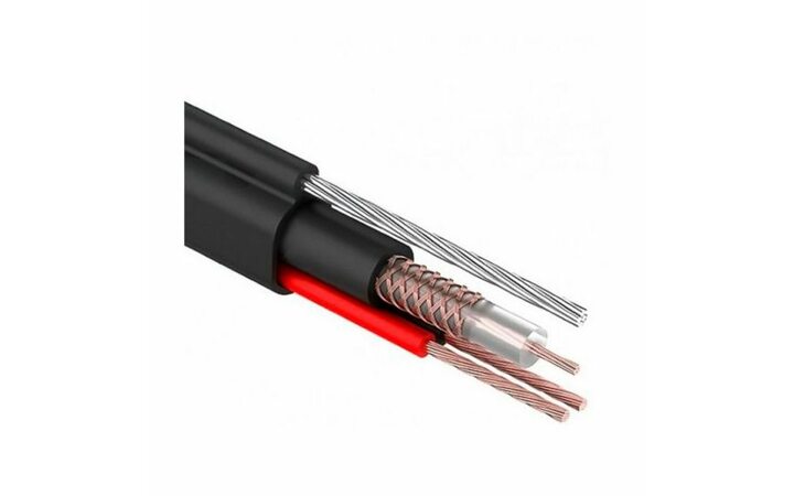 фото - REXANT Кабель для видеонаблюдения КВК-П + 2х0,75мм² + ТРОС (7*0,4мм), 305м., черный, OUTDOOR (01-4107)