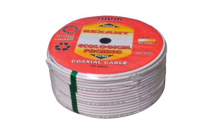 фото - REXANT Кабель RG-6U+CU, (75%), 75 Ом, 100м., белый, (тройной экран), "MASTER" (01-2241)