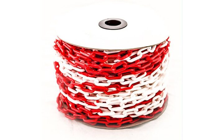 фото - Цепь пластиковая красно-белая 8мм