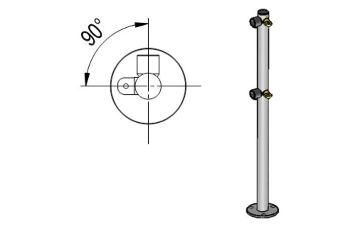 фото - Oxgard Стойка ограждения с 2-мя полупетлями L-образная (2 муфты слева)