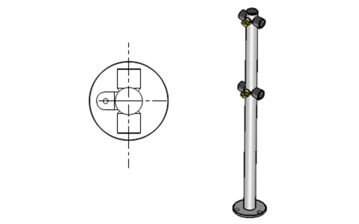 фото - Oxgard Стойка ограждения с 2-мя полупетлями Т-образная (2 муфты слева и 2 справа)