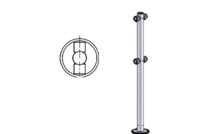 фото - Oxgard Стойка ограждения с отверстием под фиксатор I-образная (4 муфты)