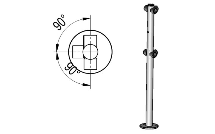 фото - Oxgard Стойка ограждения с отверстием под фиксатор Т-образная (6 муфт)